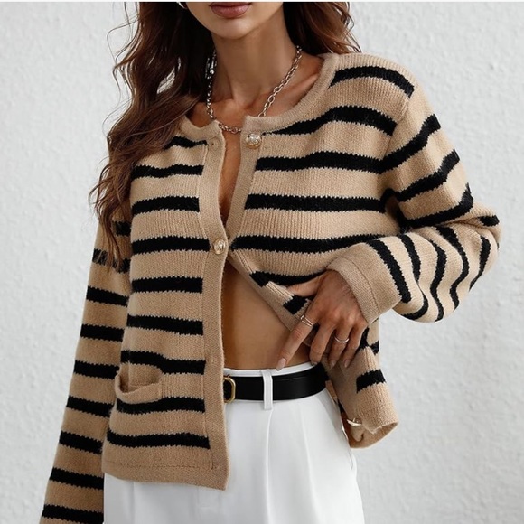 Classy striped cardigan size M - Picture 1 of 5